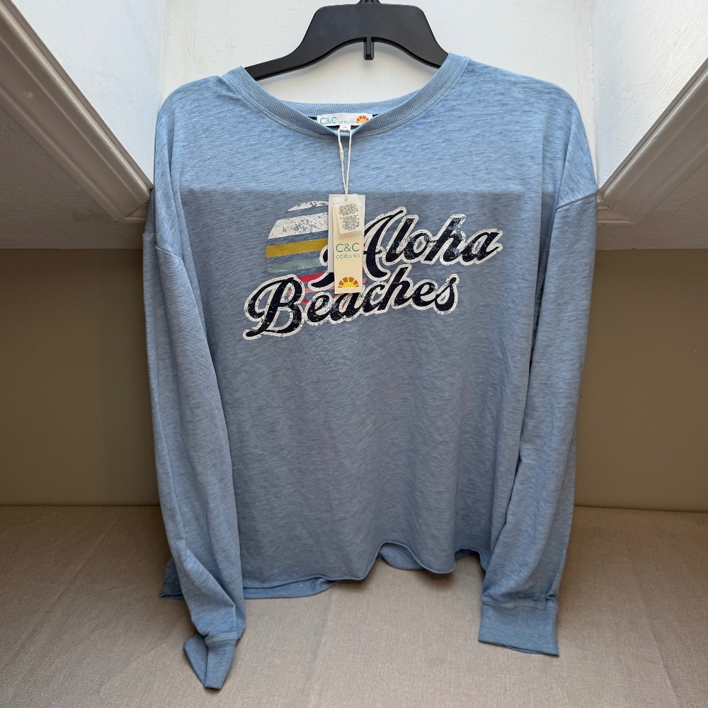 C&C California Aloha Beaches Long Sleeve T Shirt NWT Size L